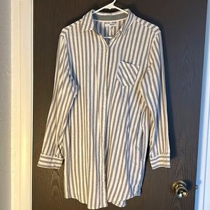 Sonoma Grey Striped Button Down Long Sleeve